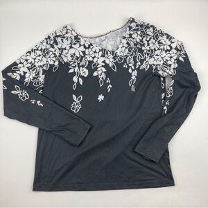 Exclusive Boutique Tshirt Womens Small Black White Floral
